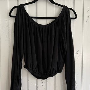Black off the shoulder cut out top.